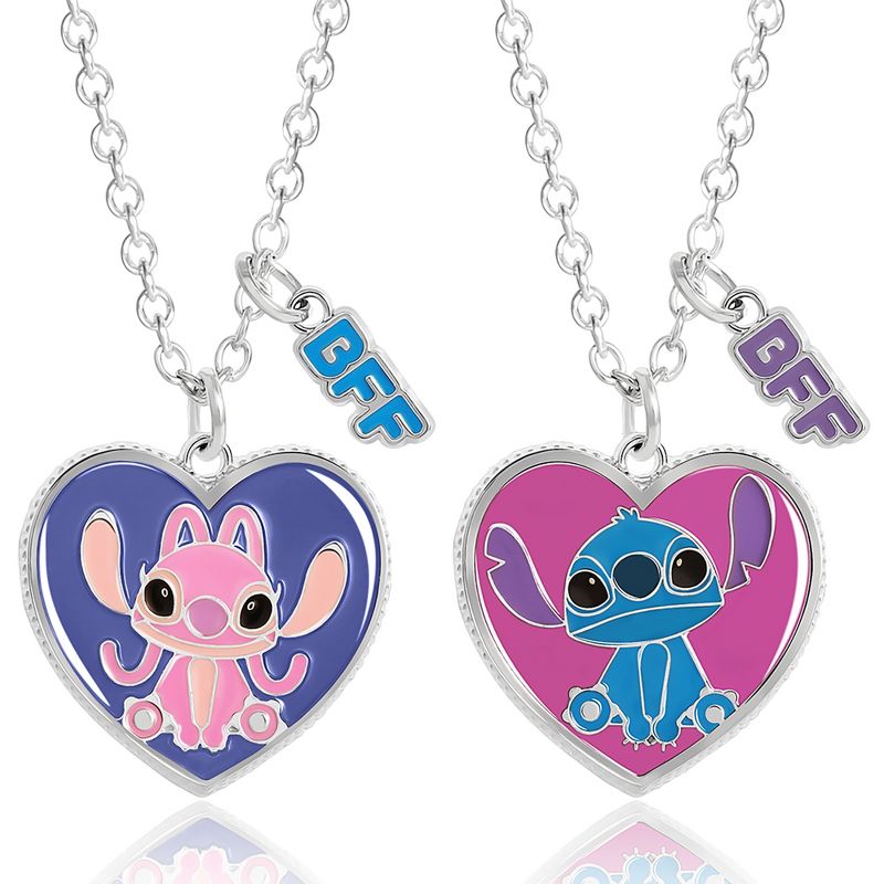 Disney Stitch Girls BFF Necklace with Angel and Stitch Charm - Best Friends Gift Necklaces, Set of 2, 1 of 7