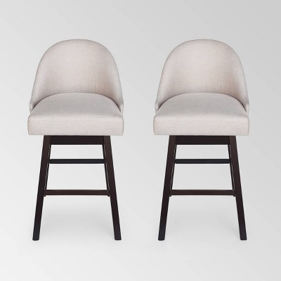 Set of 2 Boyd Modern Upholstered Swivel Barstools Beige: 31" Seat, Rubberwood - Christopher Knight Home