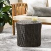 Vynxaria Patio End Tables - 17.5-Inch Brown Barrel Side Table with Wicker Weave - 3 of 4