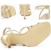 BLISSFUL STEP Women's Square Toe Stiletto Heel Bow Heeled Sandals - 3 of 3
