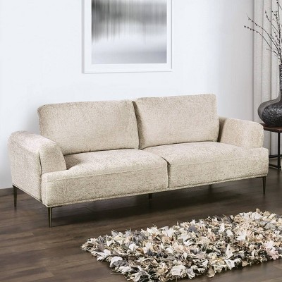 HOMES: Inside + Out Tubera 81" Sofa Chenille T Seat Cushion Upholstered Recliner with Extendable Back Light Brown