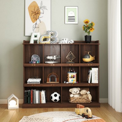 Wooden 3-Shelf Open Bookcase, Vertical Bookshelf Display Cabinet for Study or Living Room – The Pop Home