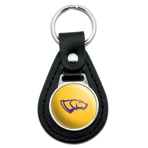 University of WisconsinStevens Point Secondary Logo Black Leather Keychain - 1 of 4