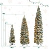 White Flocked Fir Pre-Lit Pencil Christmas Tree Set,8ft 6ft 4ft Slim Artificial Holiday Tree with 11 Lighting Modes-Baofuwish - 4 of 4