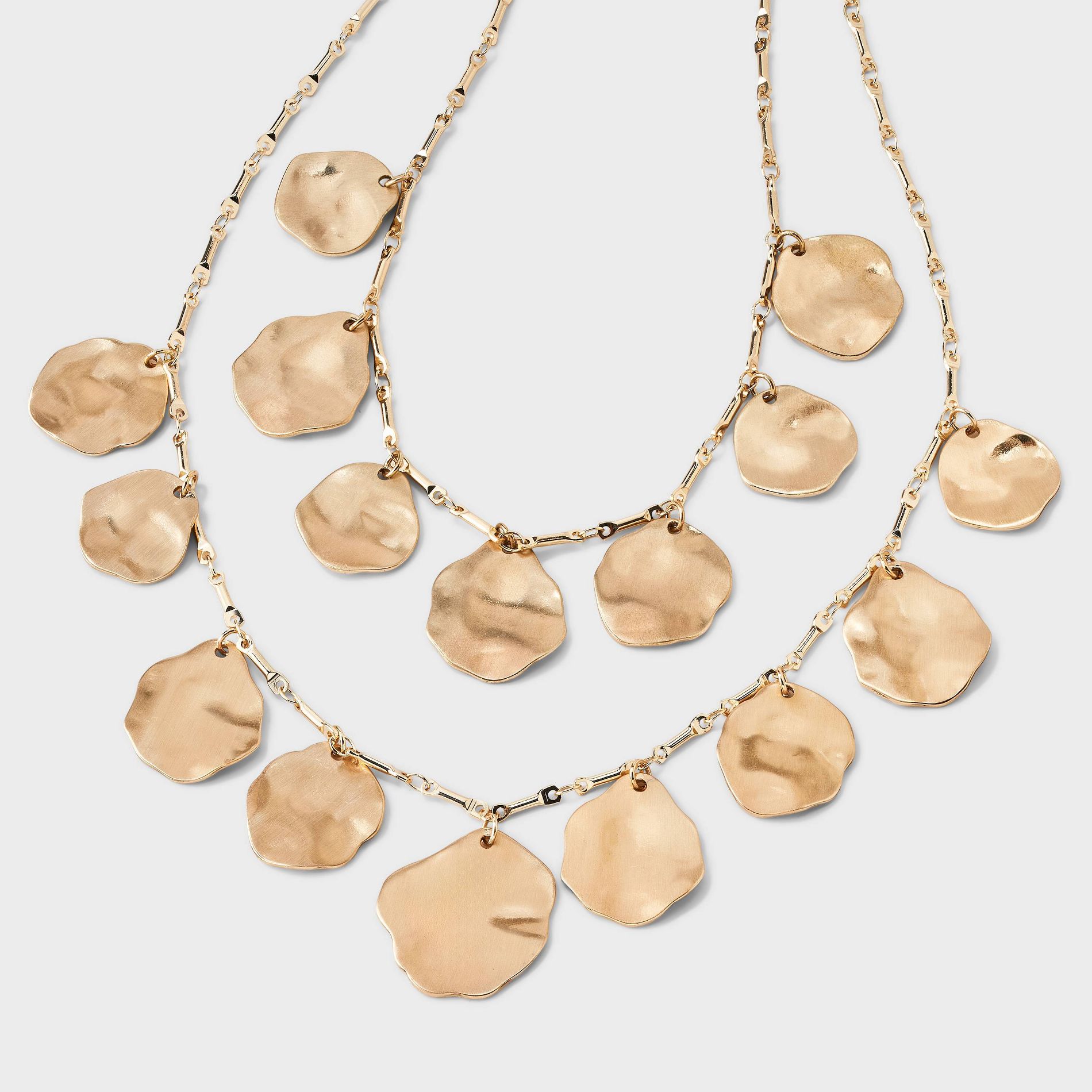 Wavy Disk Charm Necklace Set 2pc - Universal Thread™ Gold