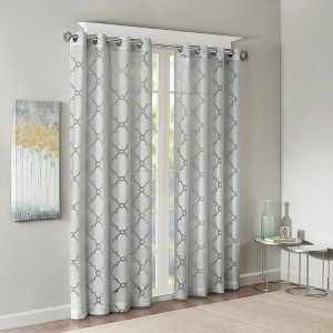MAYEERTY Fretwork Burnout Sheer Curtain Panel(Only 1 Pc Panel) - 1 of 4