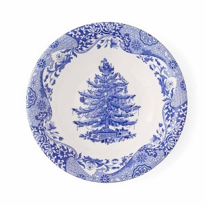 Spode Blue Italian Christmas Tree Bowl, 7.9" Porcelain Holiday Dish for Breakfast, Snacks & Desserts, Festive Blue & White Tableware, Classic Design - 1 of 4