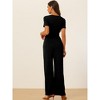 Allegra K Women's Front Twist Top Wide Leg Pants Lounge Tracksuit Set 2 Pcs - 3 of 4