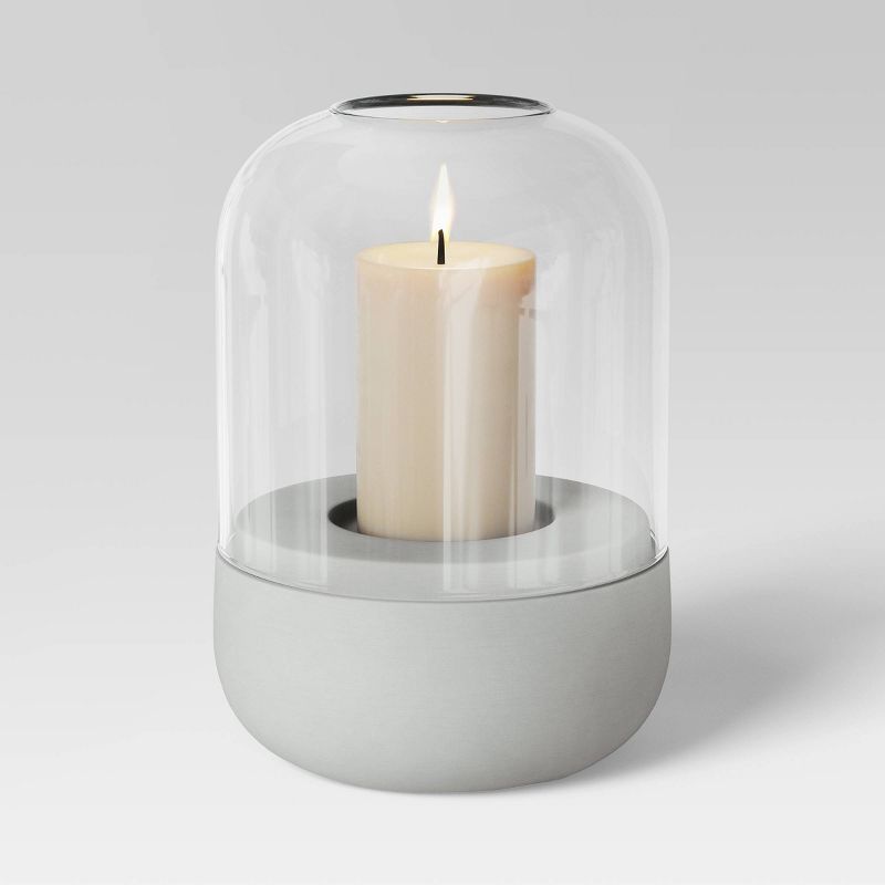 Pillar Concrete/Glass Lantern Candle Holder Gray - Threshold™, 4 of 5