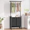 Laundry Sorter, Rolling Laundry Hamper with Hanging Rack, Laundry Hamper 3-Section with Wheels,  Rustic Brown - image 3 of 4