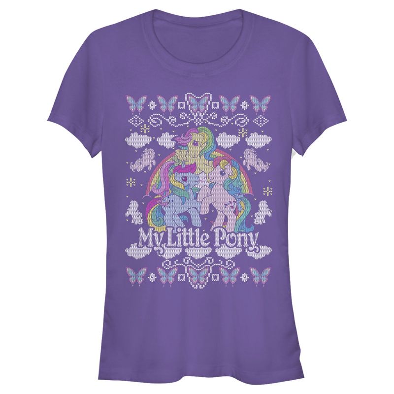 Juniors Womens My Little Pony Ugly Christmas Friends T-Shirt, 1 of 4