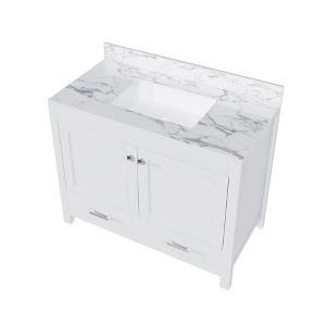 Dexmalle 43"Multi-functional Marble Pattern Top Bathroom Vanity - 1 of 4