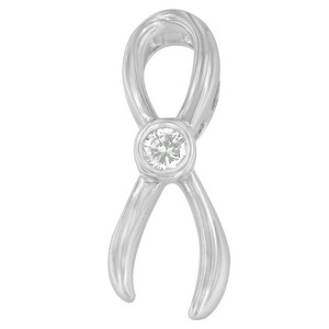 Haus of Brilliance Silver 1/10 cttw Diamond Ribbon Pendant Necklace - 1 of 4