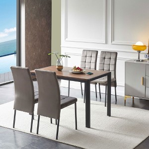 APRILSOUL 5-Piece Dining Set Including  Velvet High Back Nordic Dining Chair & Creative Design MDF Dining Table, Black Legs - 1 of 4