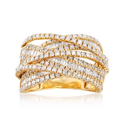 Ross-Simons 2.00 ct. t.w. Round and Baguette Diamond Highway Ring in 14kt Yellow Gold