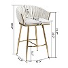 Ridstar 26 in. Beige Velvet Counter Height Bar Stools with Handwave Back, Golden Chromed Base and Footrest - 4 of 4