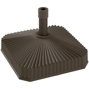Aghana Digitals Brown HDPE Patio Umbrella Base, Heavy Duty 62lbs Sand/51lbs Water Fillable Stand - 1 of 4