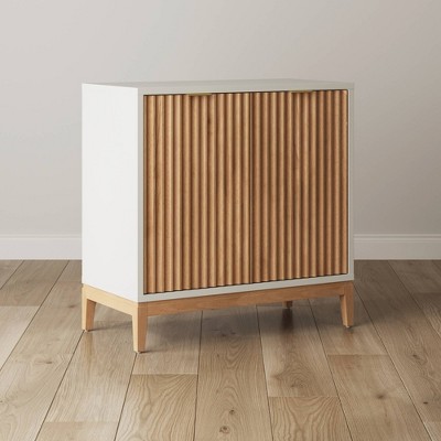 Jasper Warm White and Pine Fluted Console Table
