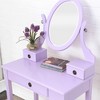YONWAY Makeup Vanity Table and Stool Set with Adjustable Mirror and Three Storage Drawers for Bedroom,Ideal for Jewelry and Cosmetics Storage - 2 of 4