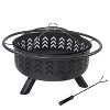 Sunnydaze Arrow Motif Heavy-Duty Steel Fire Pit with Spark Screen, Built-In Grate, and Cover - 36-Inch Round - Black - 3 of 4