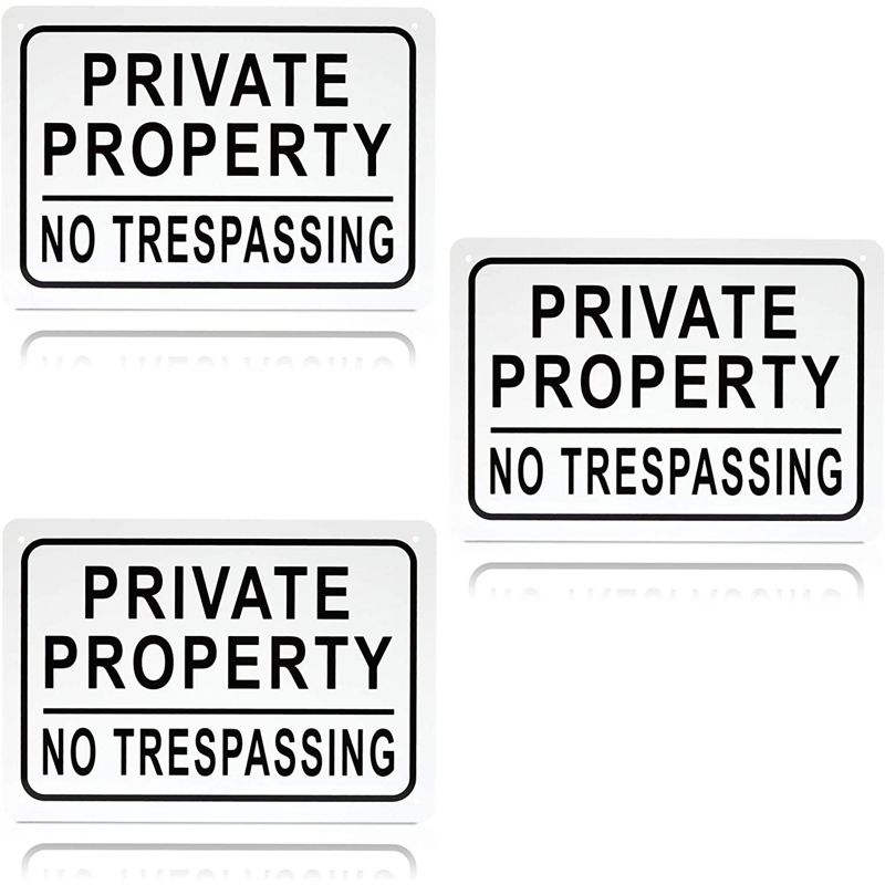 3 Pack Private Property No Trespassing Aluminium Sign 10" x 7" for Indoor Outdoor Use, 2 of 6