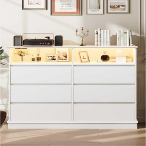 6/8 Drawer Dressers for Bedroom, Chest of Drawers with Deep Drawers, Large Double Dresser for Closet with Wide Top, Horizontal Wooden Dresser - 1 of 4