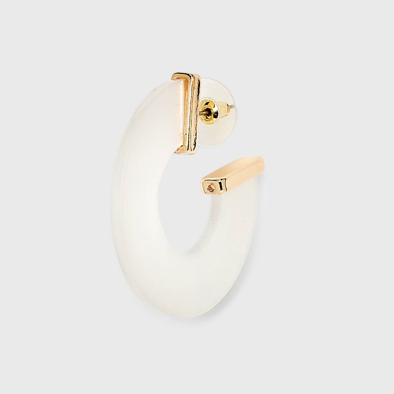 Acrylic Flat Pearl Hoop Earrings - A New Day&#8482; Gold, 4 of 5
