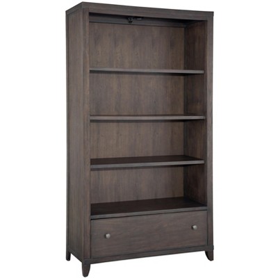 Adjustable Gray and Brown Wood Traditional Bookcase