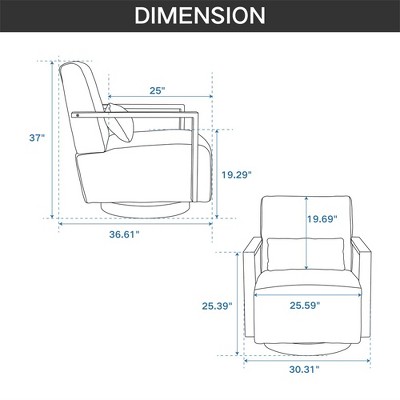 Swivel Accent Chair, Upholstered Armchair with Pillow, Upholstered Comfy Sofa Reading Chair, Single Chair for Living Room Bedroom Balcony