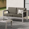 Christopher Knight Home Aviara Outdoor Loveseat with Cushions Aluminum Silver/Khaki - 2 of 4