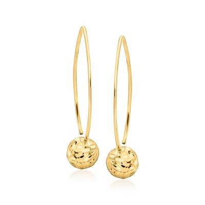 Ross-Simons Italian 18kt Gold Over Sterling Diamond-Cut Ball Drop Earrings