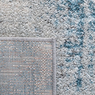 Tulum Blue and Gray Hand-Knotted Synthetic Area Rug