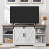 ORRD Modern Farmhouse Wood TV Stand (Oak/Solid White) – Fits 58" TVs, Sliding Barn Doors, Adjustable Shelves, Corner-Small Spaces - 2 of 4