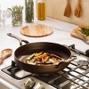 Bloomhouse Natural Bronze Finish Cast Iron Skillet with Long Handle, Helper Handle & Olive Wood Trivet - 2 of 4