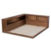 Queen Erie Platform Storage Bed With Built in Outlet Walnut