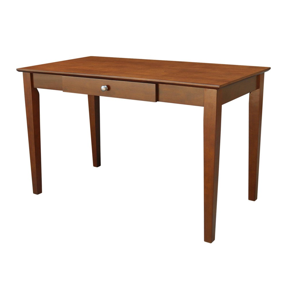 48" Writing Desk Espresso - International Concepts: Modern Stained Hardwood, 30" High with Drawer