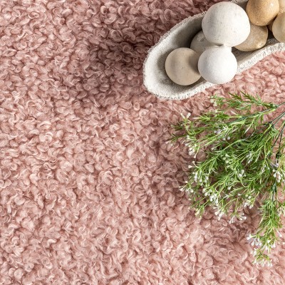 Easy-Care Reversible Pink Shaggy Sheepskin Synthetic Rug 3' x 5'