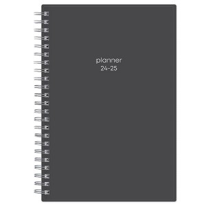 Blue Sky 2024-25 Weekly/Monthly Planner 8.15"x5.83" Wirebound Solid Charcoal: Student Agenda Calendar July-June - 1 of 4