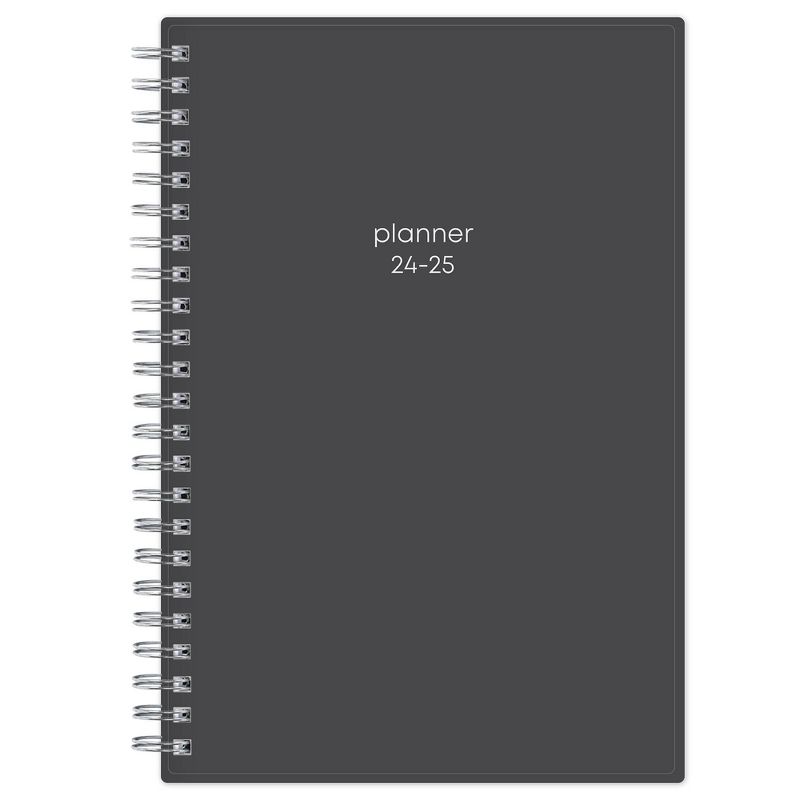 Blue Sky 2024-25 Weekly/Monthly Planner 8.15&#34;x5.83&#34; Wirebound Solid Charcoal, 1 of 14