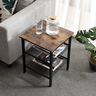 Nightstand,  Side Tables, End Tables with Adjustable Mesh Shelves