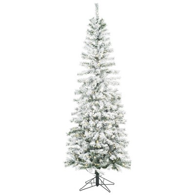 Vickerman 9.5' Flocked Pacific Pencil Artificial Christmas Tree With ...