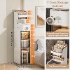 7-Tier Waterproof Plastic Storage Cabinet,Narrow Bathroom Storage with Transparent Doors, Tissue Holder, Swivel Locking Casters - 2 of 4