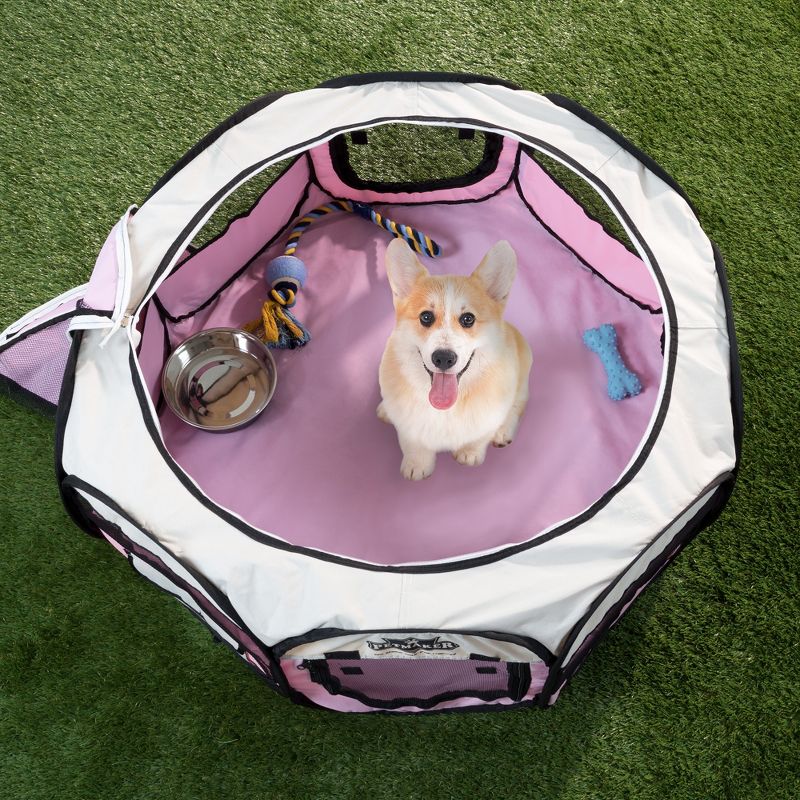 Pet Adobe Portable Pop-Up Pet Playpen with Carrying Bag, 33" Diameter, Pink, 1 of 7