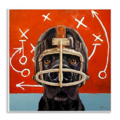 Stupell Industries Dog in Football Helmet Sports Plays, 12" x 12"