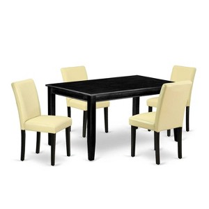 HomeStock 5-Piece Rectangle Black Finish Solid Wood Top Dining Table with 4 Parson Chair - 1 of 4