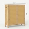 31.5" Mid-Century Modern Rattan Storage Cabinet with Adjustable Shelves,Accent Sideboard Buffet for Living Room,Dining Room & Entryway-Baofuwish - 4 of 4