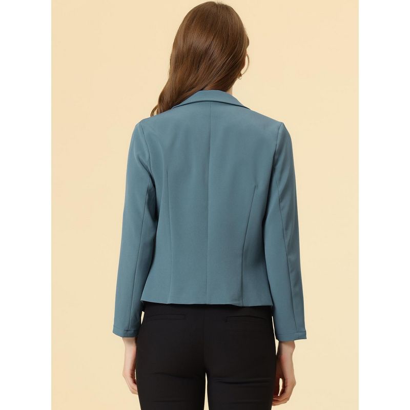 Allegra K Women's Open Front Office Work Crop Long Sleeve Suit Blazer, 4 of 6