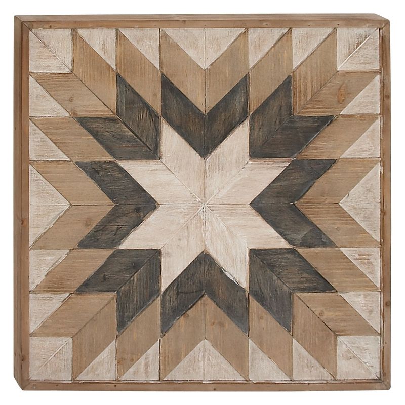 30&#34; x 30&#34; Wood Geometric Handmade Southwestern Wall Decor Brown - Olivia &#38; May, 1 of 12