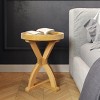 Side Table - Mango Wood Pedestal Table for Couch, Loveseat, Entryway, or Bed - Farmhouse Living Room Furniture by Lavish Home (Natural) - 4 of 4