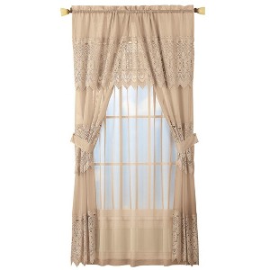 Collections Etc Sheer Lace Curtain and Valance Set - 1 of 2